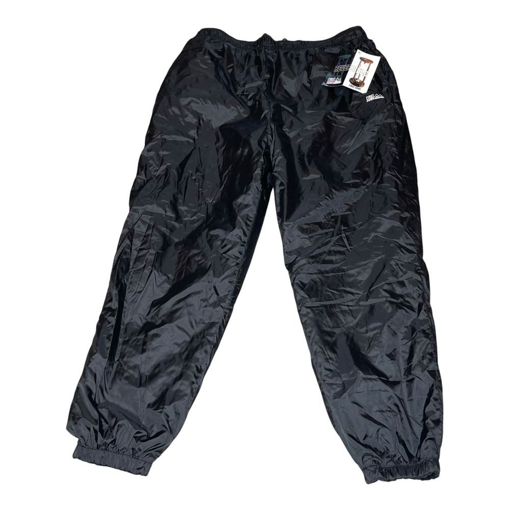 NEW Vintage First Down Mens Reversible Nylon Fleece Pants Joggers Black W38 L33